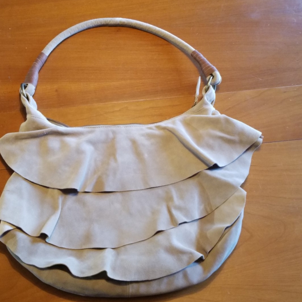 Tan suede shoulder bag